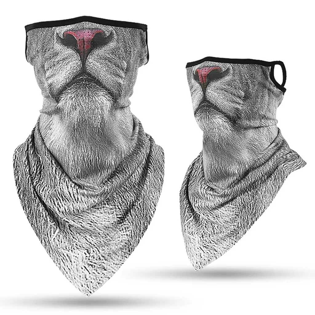 

3D Animal Print Unisex Hiking Scarves Headwear Ear Hook Face Scarf Rave Bandana Neck Gaiter Tube Headband For Women Men