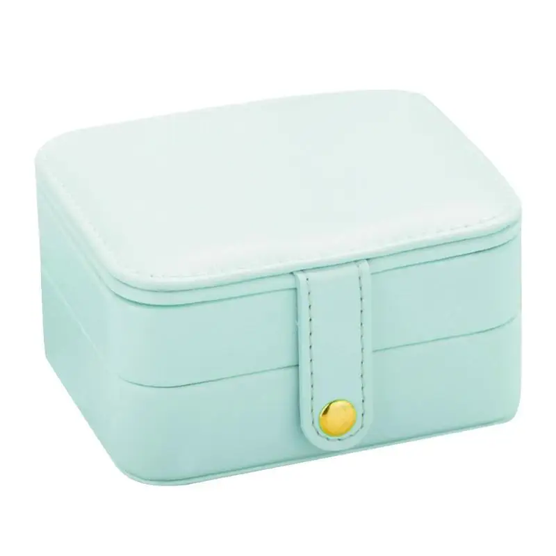 Light Blue Портативный шкатулка для ювелирных изделий Кожаный Дисплей Органайзер ожерелье футляр для хранения колец чехол - Цвет: Light Blue