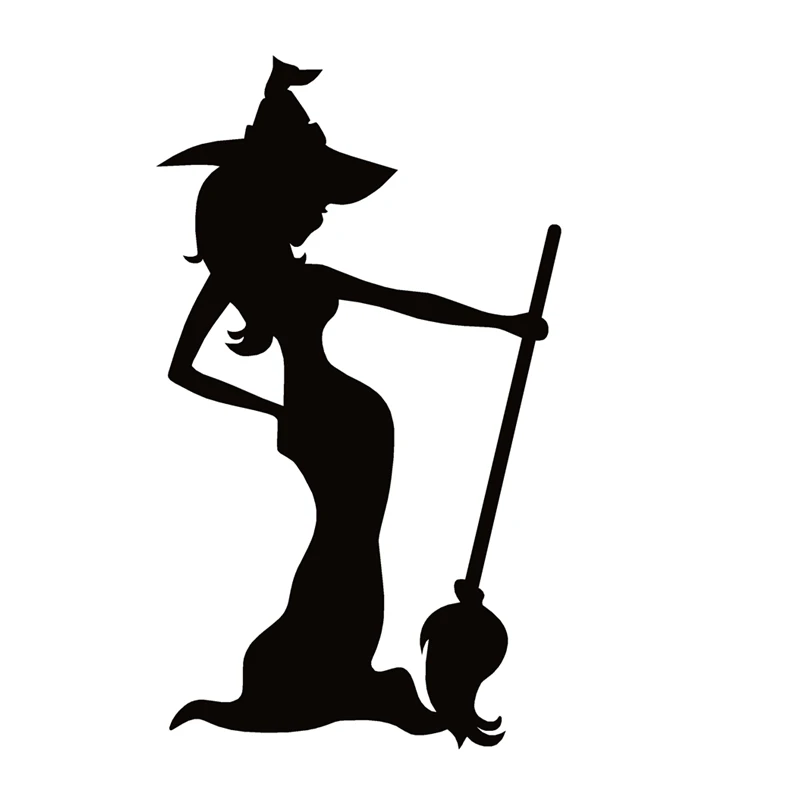 

40747# Die-Cut Vinyl Decal Witch and Broom Car Sticker Waterproof Auto Decors on Car Body Bumper Rear Window
