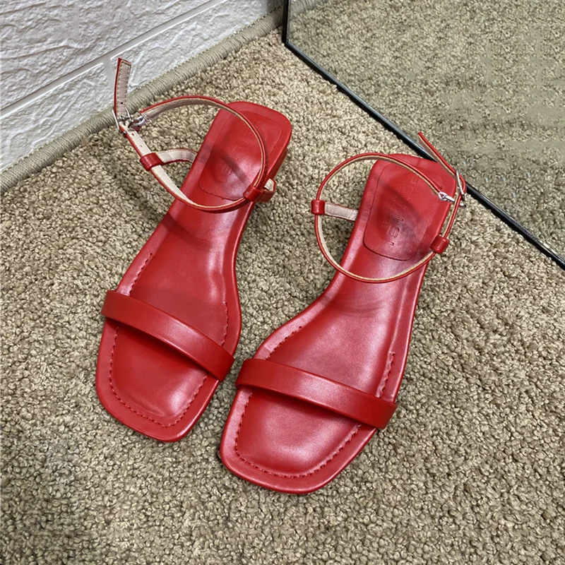 Женские босоножки с квадратным носком DEAT милые из искусственной кожи узкими