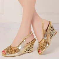 big size 34 44 women summer wedges high heels sandals gladiator rhinestone flower rome woman shoes ladies luxury fashion x0017