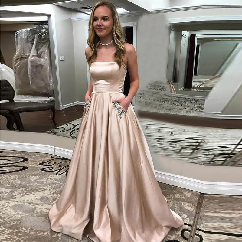 

An101 Elegant Off the Shoulder Evening Dress Simple Beading Evening Gowns Luxury Length Evening Dress Noble Robe De Soiree