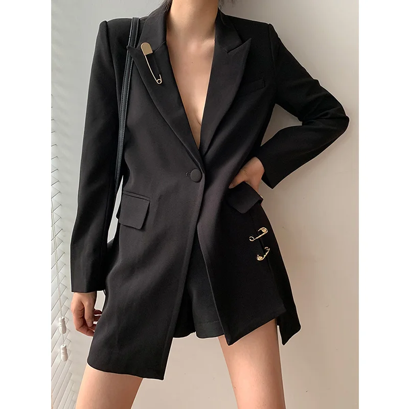 Весенне осенние однотонные куртки с пин дизайном модные женские облегающие