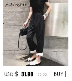 TWOTWINSTYLE повседневные модные женские брюки с высокой талией и карманами на молнии, широкие женские брюки больших размеров, весна, Корейская Новинка