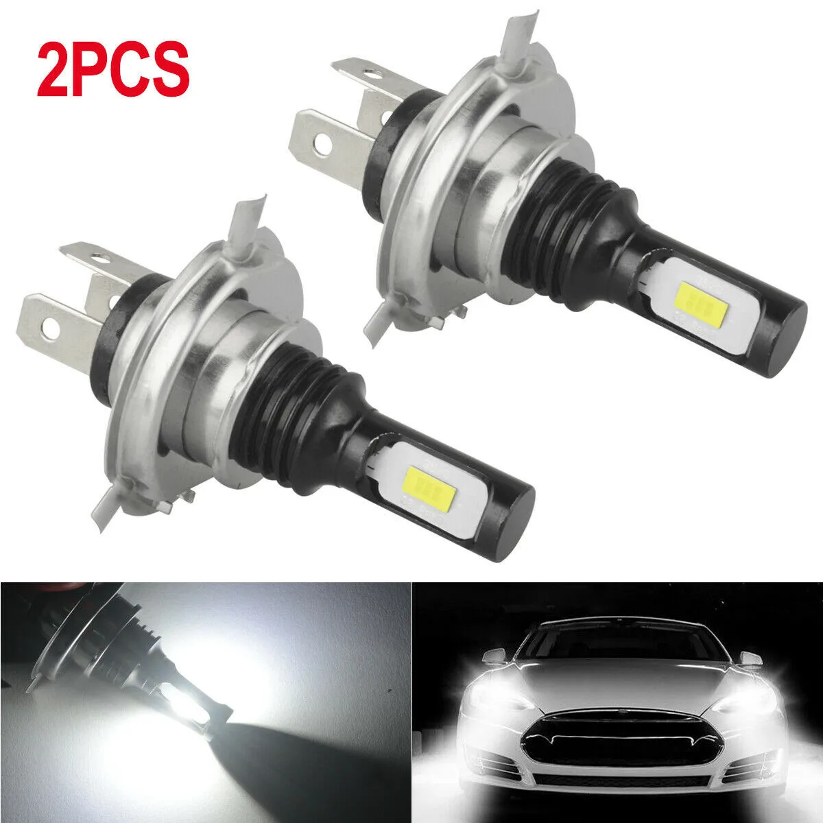 

2x H4 Car Led Headlight 9003 HB2 Super Bright CSP LED Headlight Kit High Low Beam Bulb White 6000K 3570 Auto Lights White