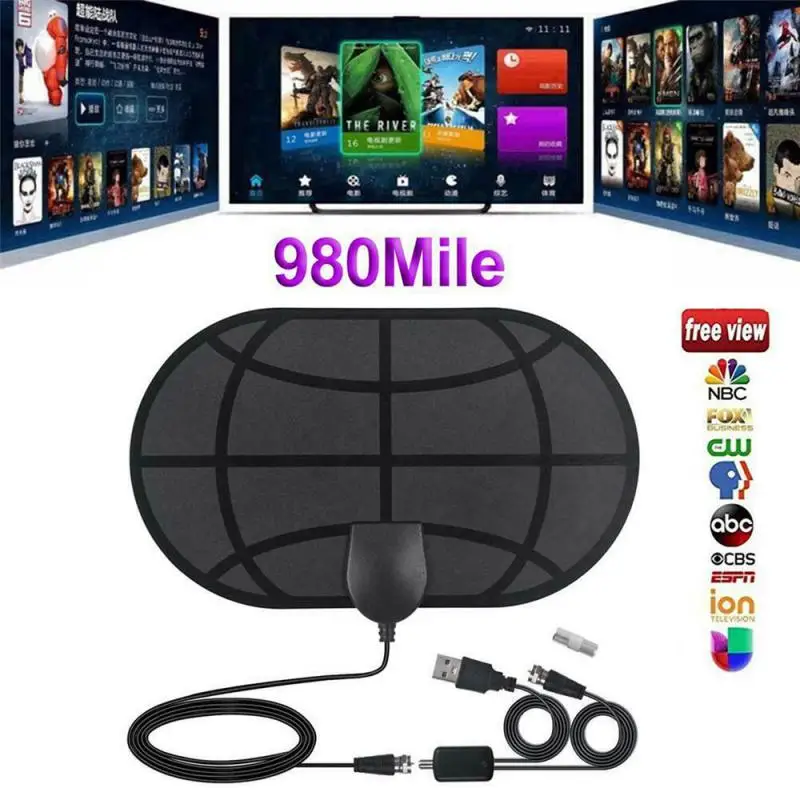 

4K 25DB High Gain HD TV DTV Box Digital TV Antenna 980 Miles Booster Active Indoor Aerial HD Flat Design