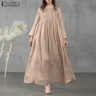 Винтажный сарафан с квадратным вырезом и длинным рукавом, женское элегантное однотонное плиссированное платье, женские весенние Повседневные Вечерние длинные платья S-