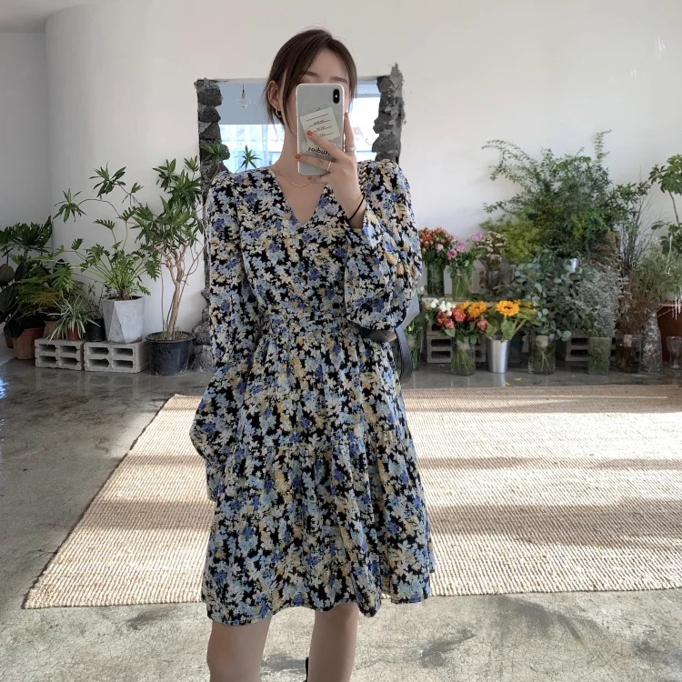 

Autumn Fashion Women Print Dresses sexy mini Long Sleeve Printed Dress Casual spring Midi Dress Vestidos Mujer ka1109