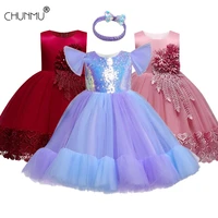 flower tutu kids clothing satin elegent lace sleeveless girls dresses for children princess party custumes 3 4 6 8 10 years