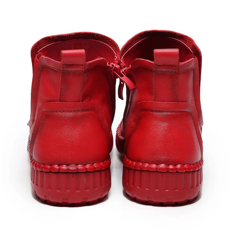 Женские ботинки из натуральной кожи на танкетке Короткие ковбойские ботильоны