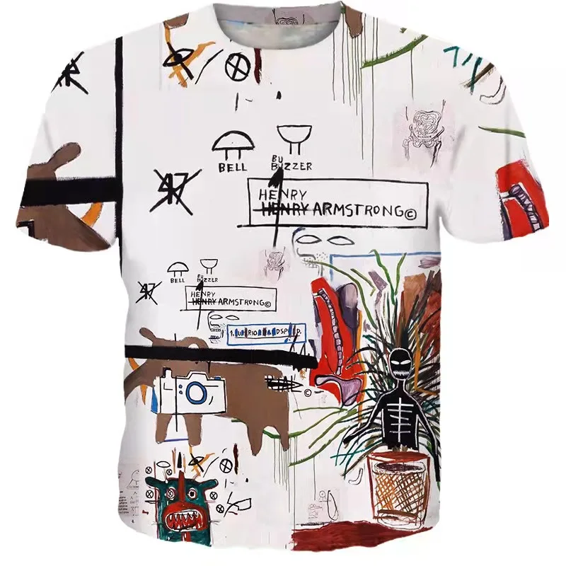 

2021 summer T-shirt new letter 3D digital printing men's street trend thin pattern 3DT shirt short-sleeved top.