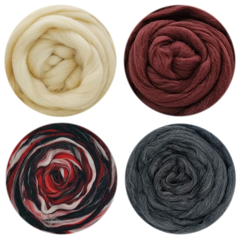 

Felt Wool 200g (50g x 4 Colors) 19 Microns Blended Merino Wool Roving Wool Sheep Wool for Needle Felting Kit