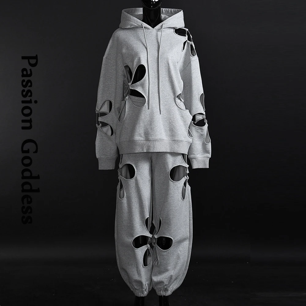 Женские спортивные костюмы из 2 предметов толстовка с вырезом в виде лепестков