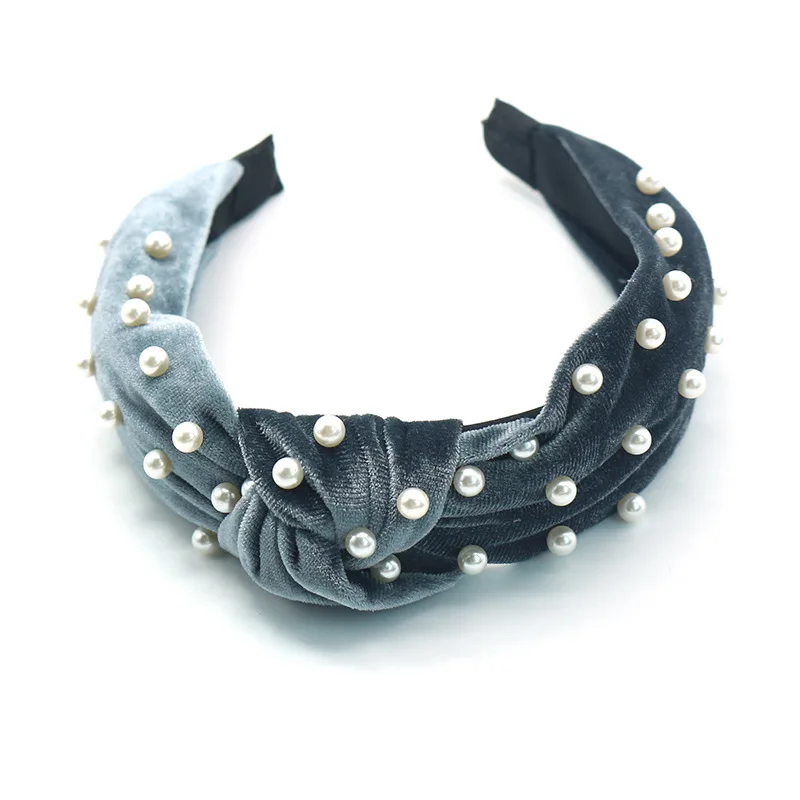 MueRaa 2021 ободок бархат жемчуг лентой перекрестной повязкой на голову для женщин в