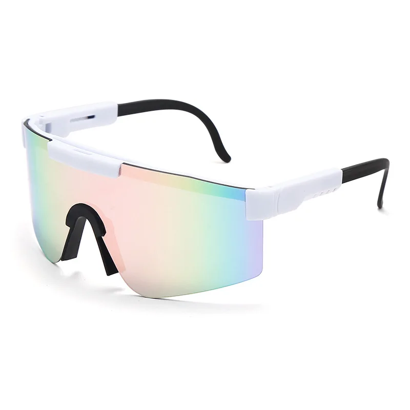 

2021 New Large Frame Personality Outdoor Cycling Sunglasses Colorful Full-scale Electroplating Real Film Sports Sunglasses