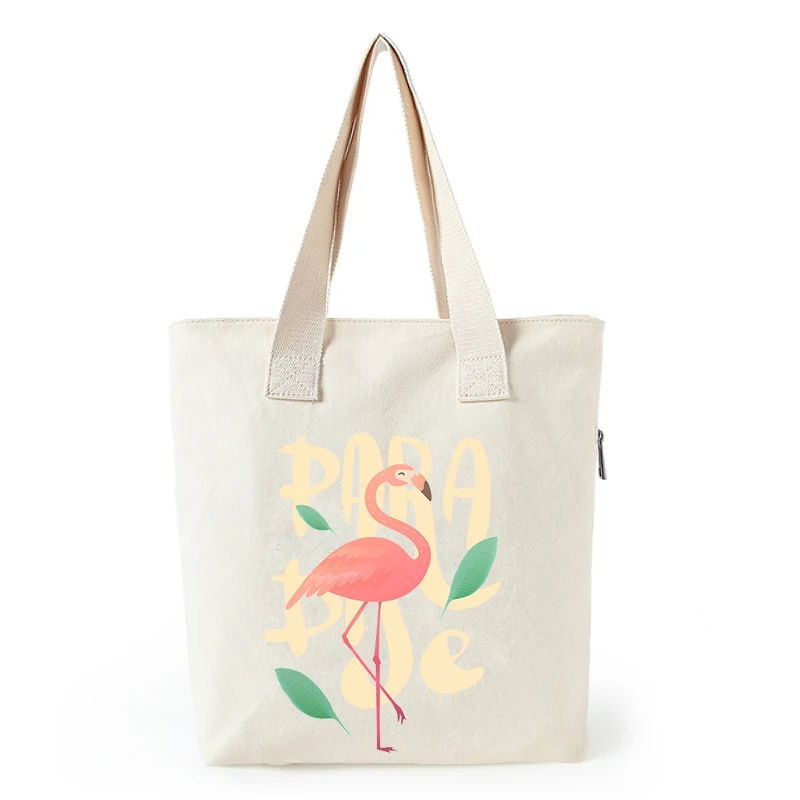 cotton canvas bag 02 Оригинальная Холщовая Сумка-тоут с принтом фламинго для женщин, индивидуальные Эко сумки для девочек, изготовленные на заказ, складные многоразовые сумки для покупок с логотипом - Цвет: cotton canvas bag 02