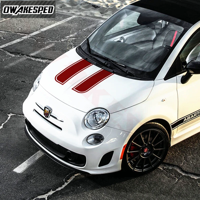 

Cat Styling Hood Bonnet Sport Stripes For-Fiat 500 Racing Sport Vinyl Decals Auto Engine Cover Decor Sticker Accessories