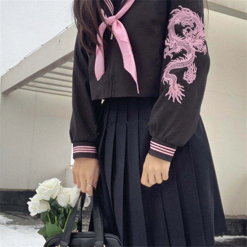 Плохие девчонки юбка JK и топ комплект японский студенческий школьная Униформа