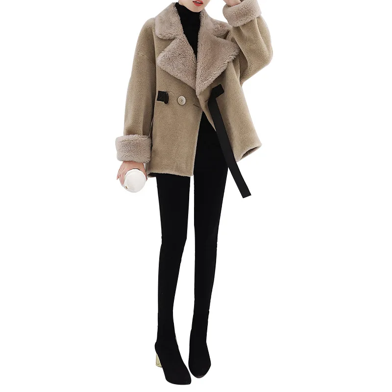 

Coats And Jackets Women 2020 Autumn And Winter Clothes High Quality Lambswool Overcoats Fashion Long Sleeve Faux Fur Clothing