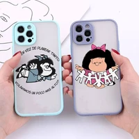mafalda phone case matte shockproof phone case for iphone 12 11 pro xs max xr x 8 7 plus camera protection bumper cover