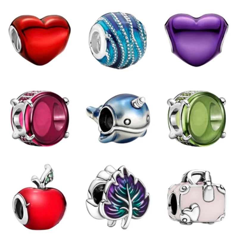 

925 Sterling Silver Brilliant Colors Bead Fit Pandora Bracelet Dazzling Perfect Craft Charm for Women DIY Jewelry Making Gift