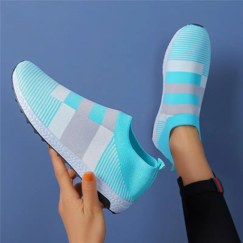 

Women's Casual Vulcanized Shoes Woman Sock Sneakers 2021 New Women Knitted Flat Shoes Ladies Slip on Female