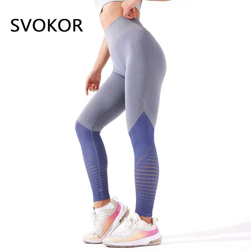 

Бесшовные женские спортивные Леггинсы для тренировок SVOKOR, ажурные сексуальные леггинсы для фитнеса с высокой талией, женская одежда для ак...