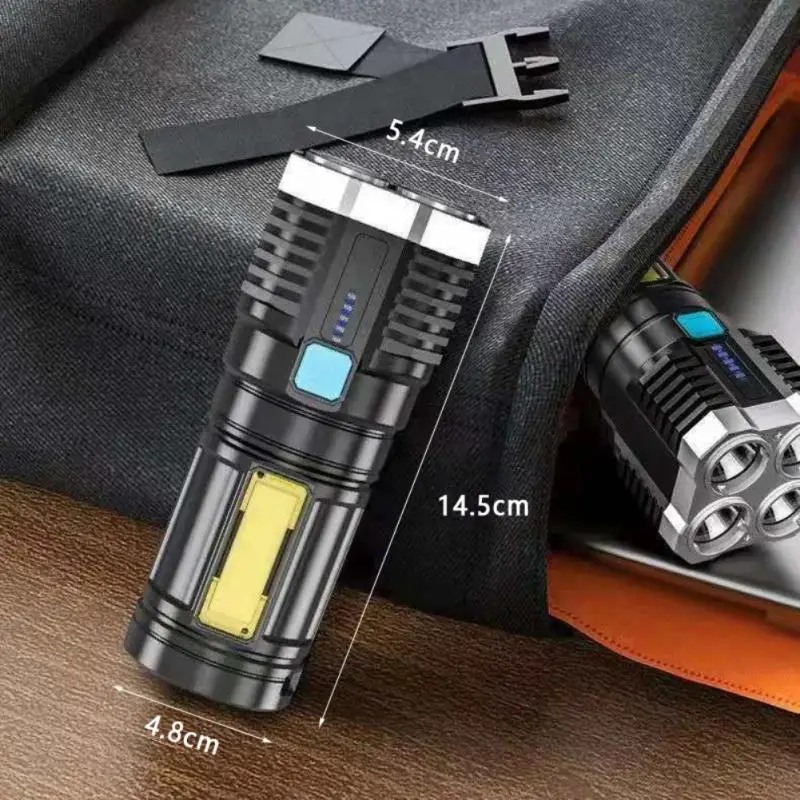 Суперъяркая яркая вспышка с 4 головками сильный светодиодный светильник USB