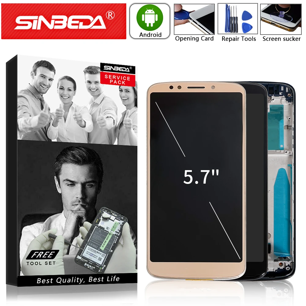 Sinbeda 5 7 &quotдля Motorola Moto G6 Play ЖК дисплей сенсорный экран с рамкой для MOTO xt1800 XT1922 3