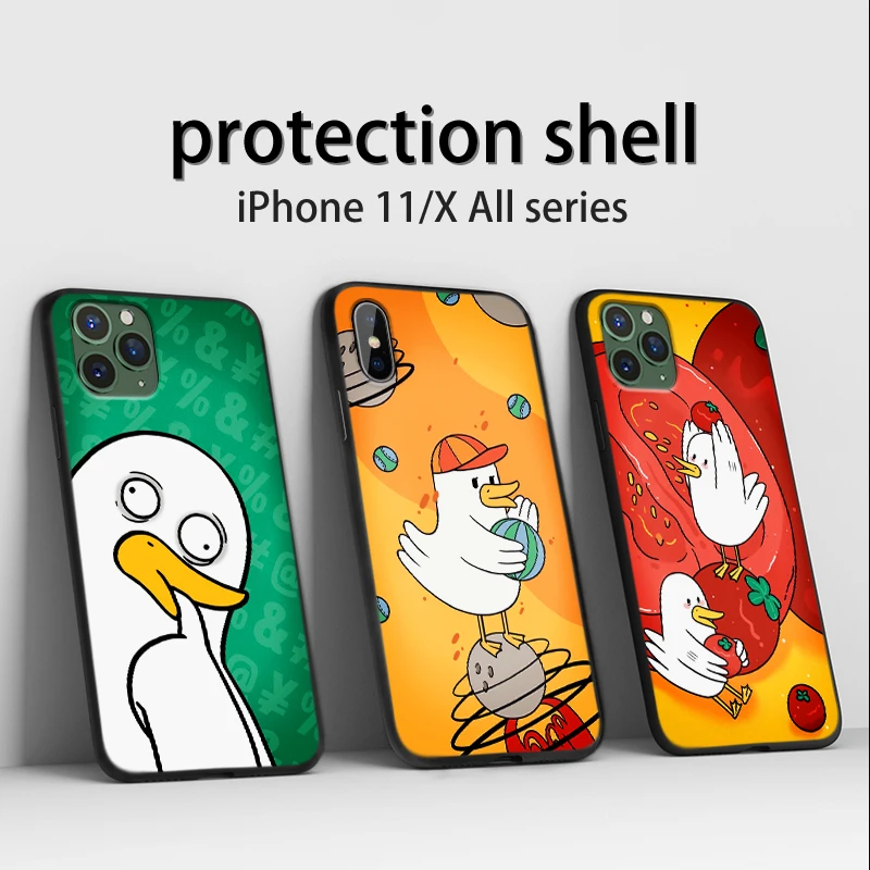 Чехол для телефона iPhone 11 Pro Max XR XS MAX X милый утенок Apple 8 7 6 5S s Plus Мягкий Силиконовый
