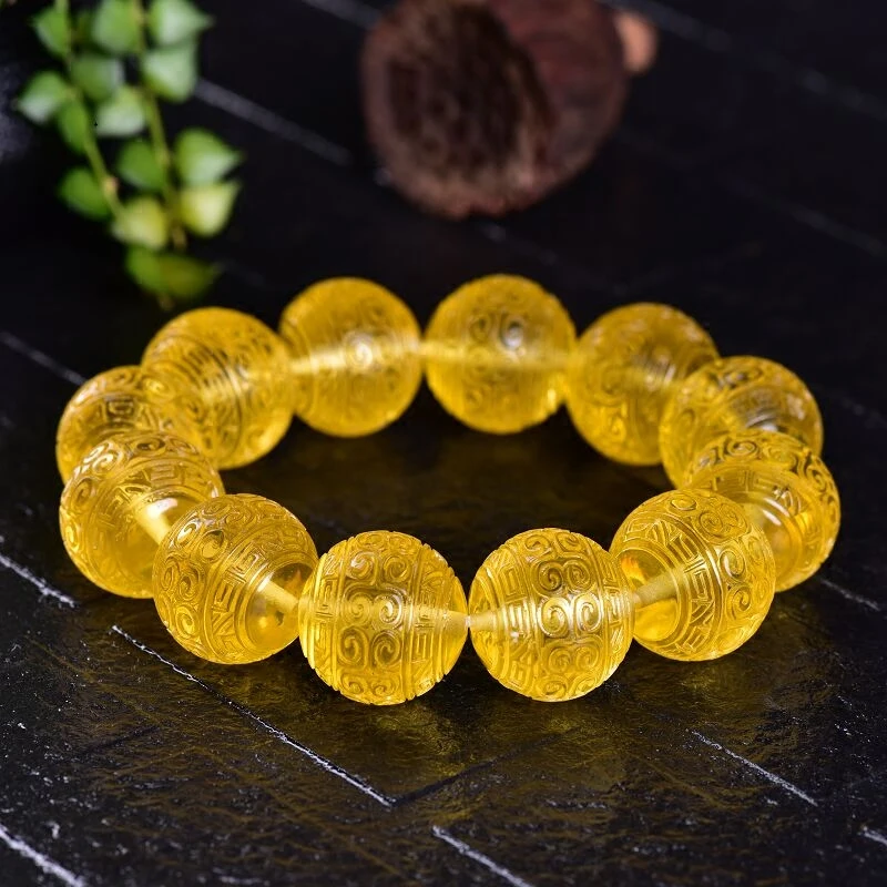 Янтарный медовый воск одно кольцо резной браслет натуральный фиолетовый задняя