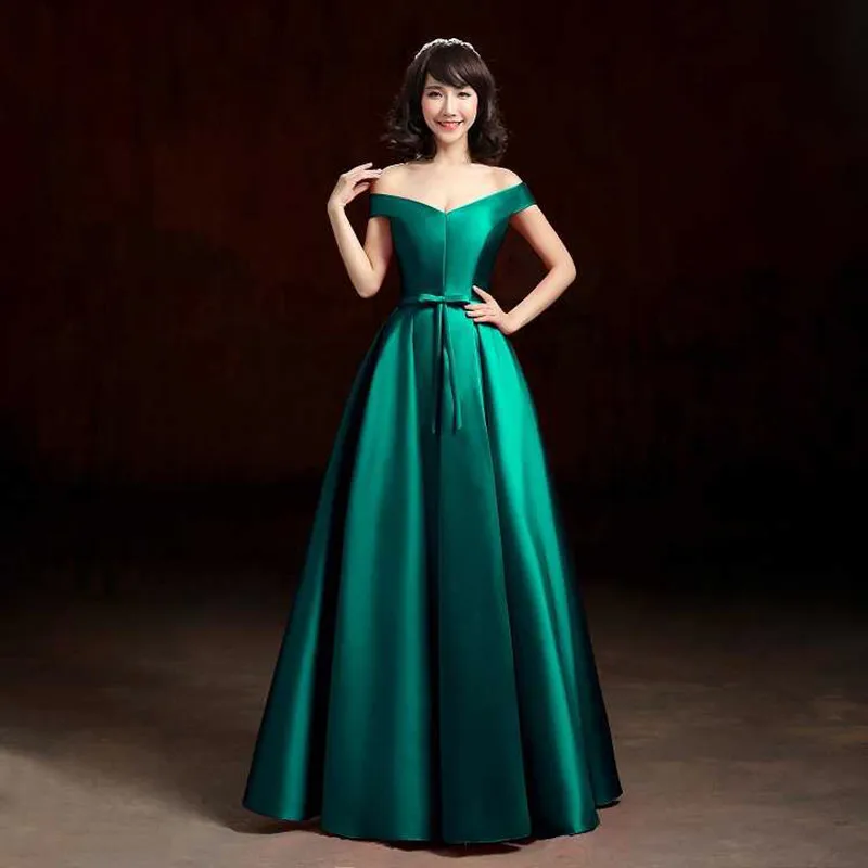 Off the Shoulder Evening Dresses 2020 Satin Long Gowns Red Purple Ivory Royal Blue Party Dress vestidos de festa | Свадьбы и