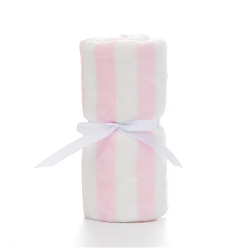 pink Осенне-зимнее детское одеяло со звездами, коралловые флисовые одеяла спальные банные полотенца в полоску, детское одеяло, термобелье для новорожденных s - Цвет: pink