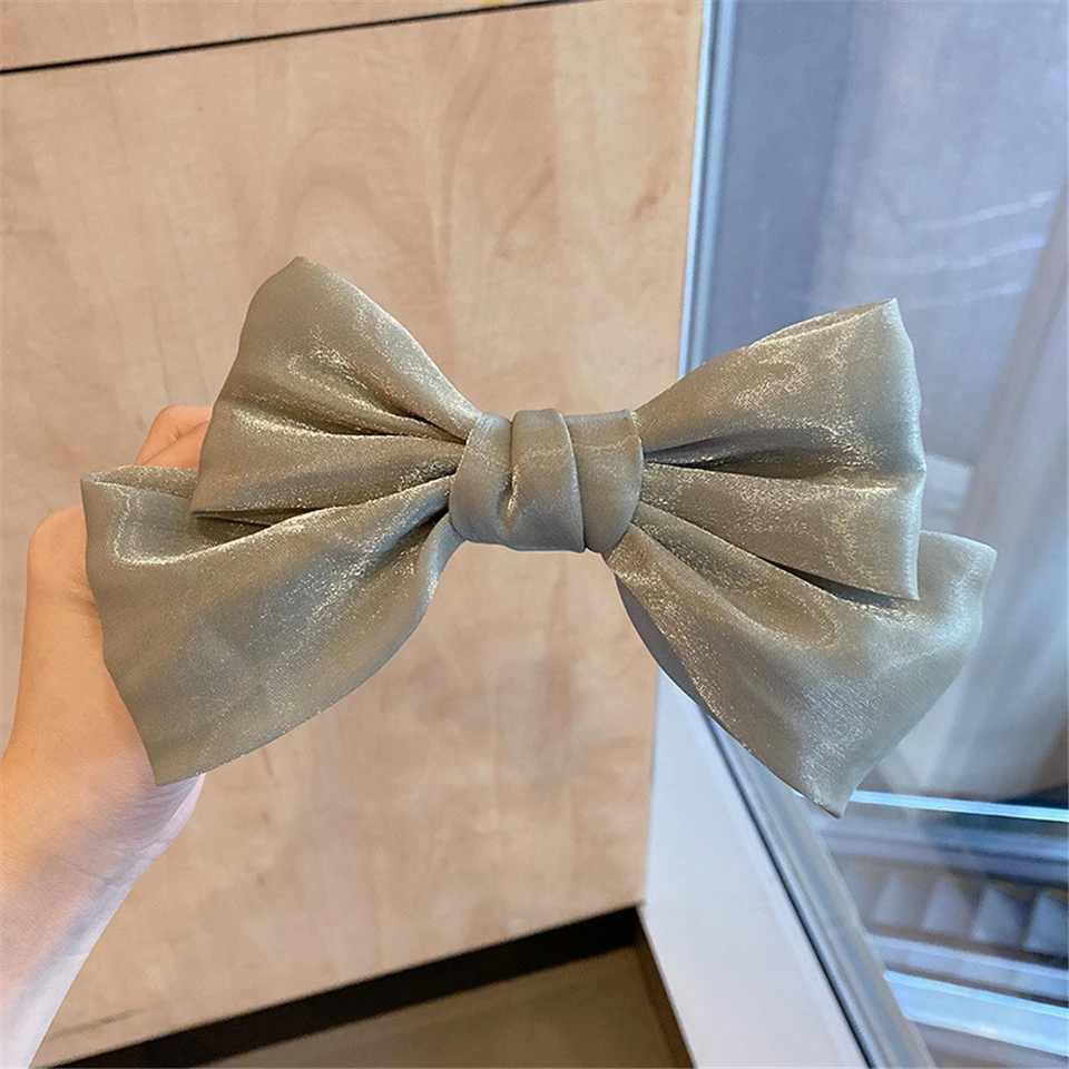 

New Arrival Big Bows Elastic Hair Bands Women Girls Shiny Barrettes Hairgrips Fashion Korean Hair Clip Sweet Hair Accessories
