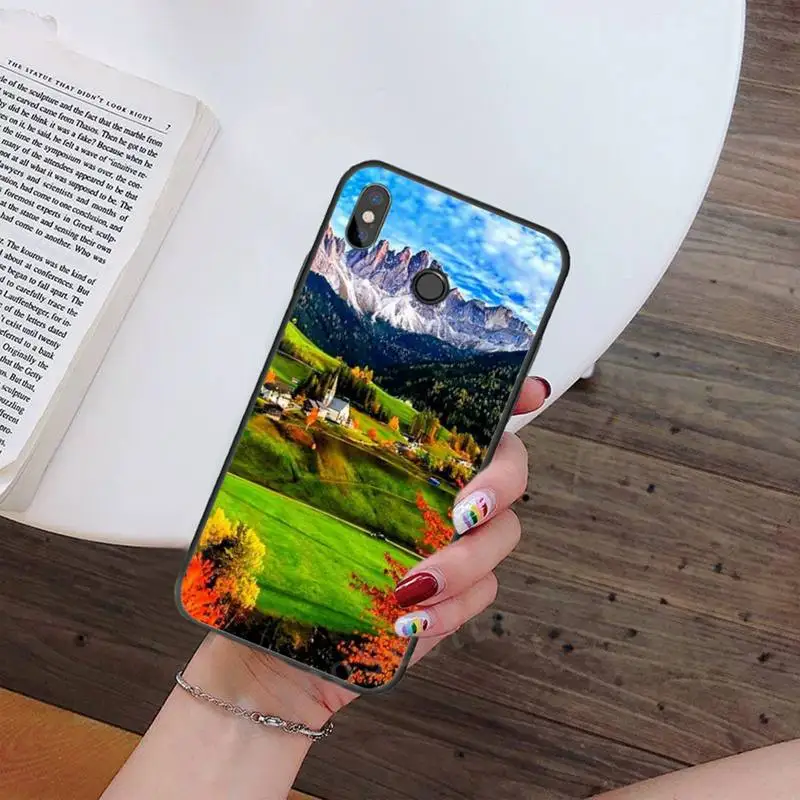 

Beautiful scenery of mountain fairy tale town Phone Case For Xiaomi Redmi note 7 8 9 t max3 s 10 pro lite Luxury brand shell