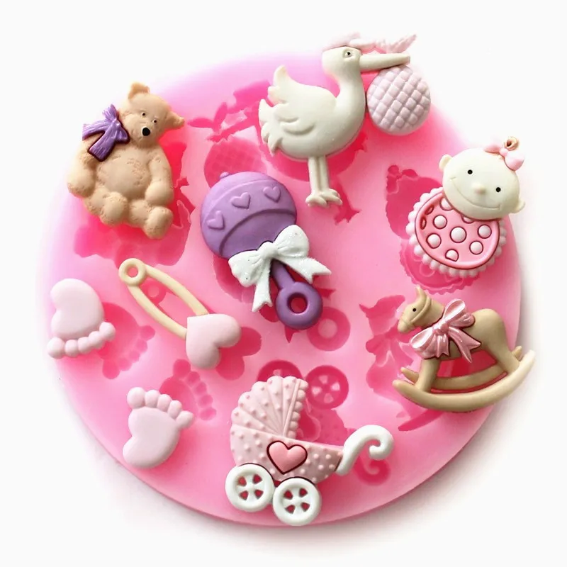 3D Silicone Baby Shower Party Fondant Mold For Cake Decorating silicone mold Fondant Cake sugar craft Moulds Tools