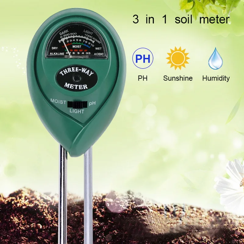 3 in 1 Plant Flowers Soil PH Tester Moisture Measuring humidity Light Meter Hydroponics Analyzer Gardening Detector Hygrometer |
