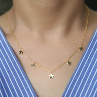 405cm gold color 925 sterling silver cute danity star charm pendant necklace christmas gift delicate chain star necklace