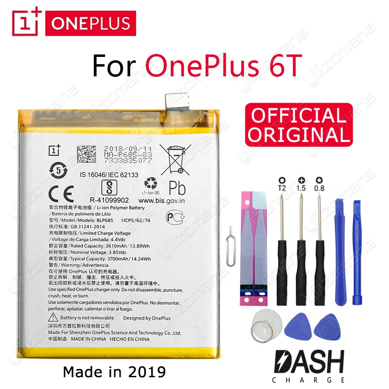 Один плюс аккумулятор для телефона BLP685 3610/3700 мАч для OnePlus 6T A6010 Высокое качество Замена литий-ионных батарей Бесплатные инструменты