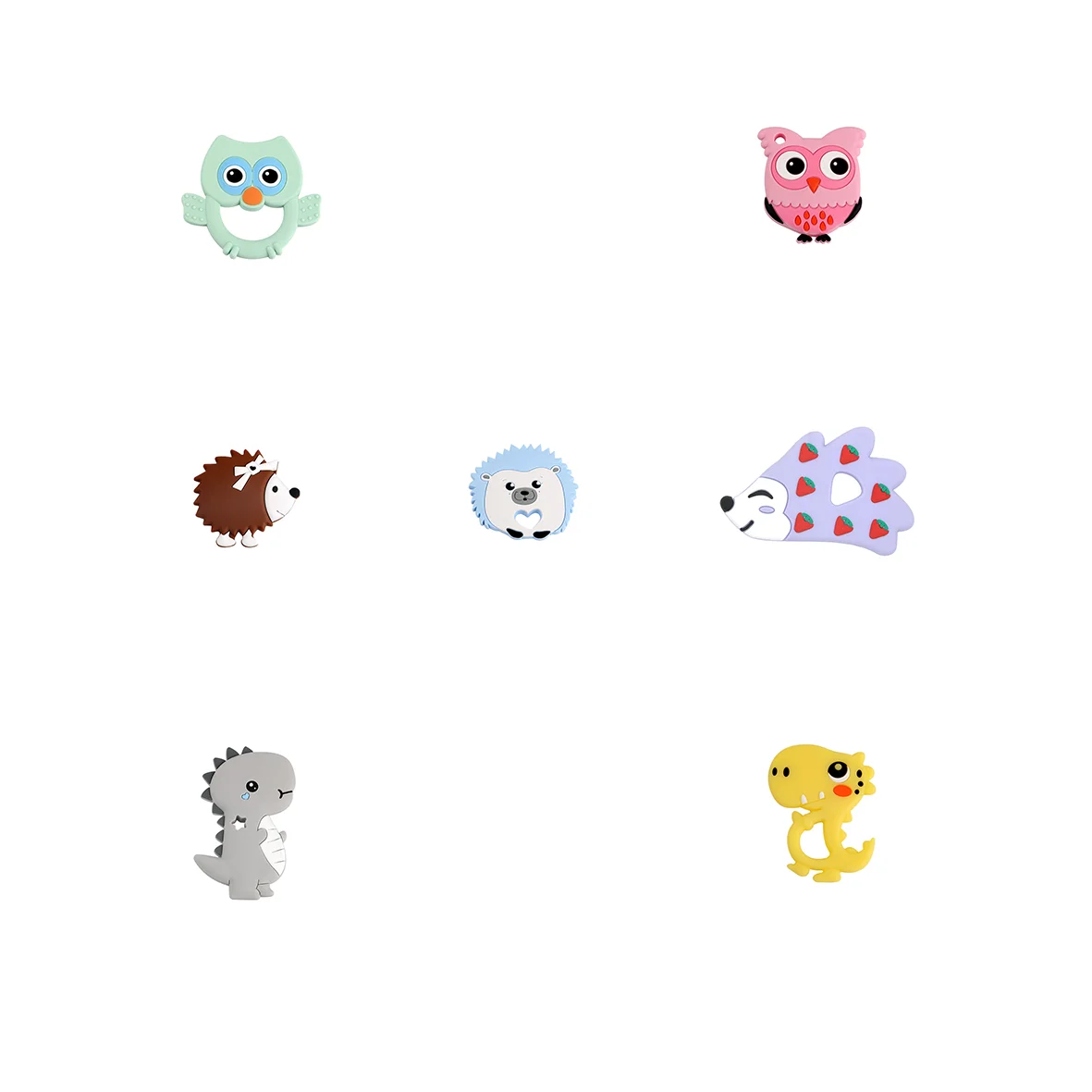 Пищевые Силиконовые Зубные кольца 1 шт. динозавр Сова ежик Детские зубные