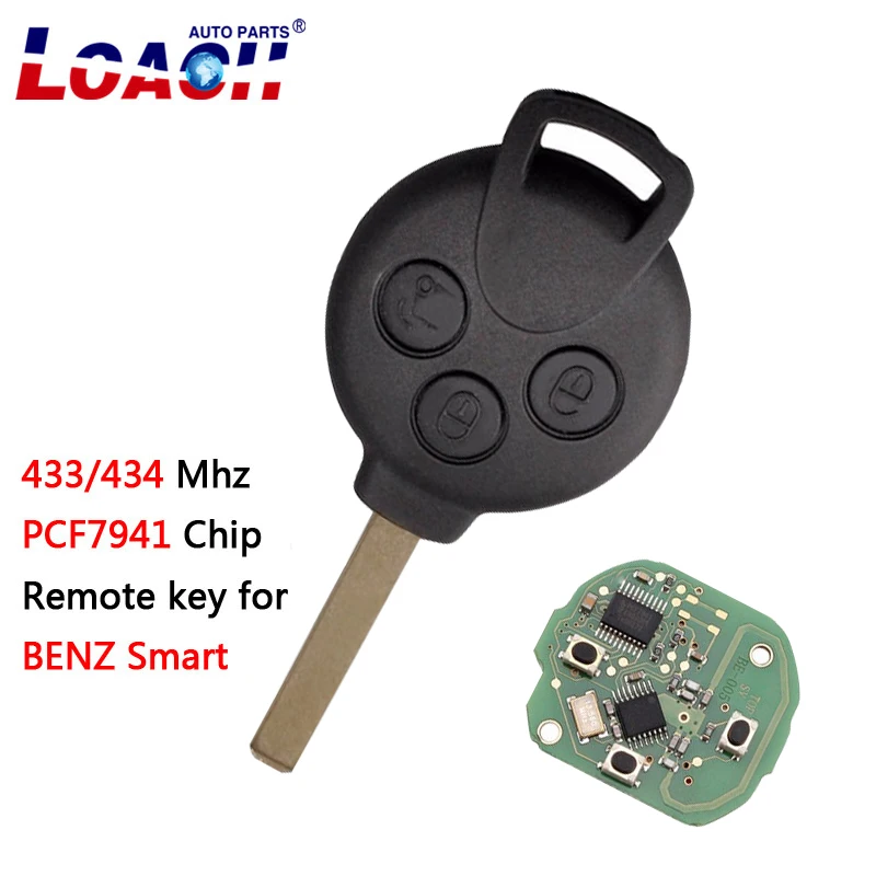 433 434 mhzдистанционный Автомобильный ключ подходит для Mercedes Benz Smart Fortwo 451 2007 2008 2009 2010