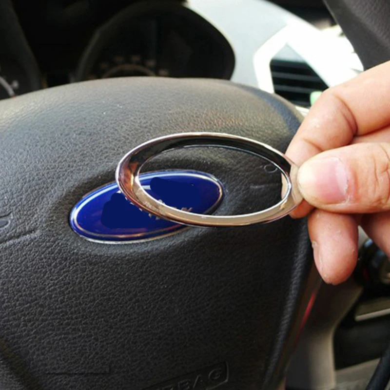 ABS Хромированная наклейка для украшения на руль автомобиля с логотипом Ford Focus 2