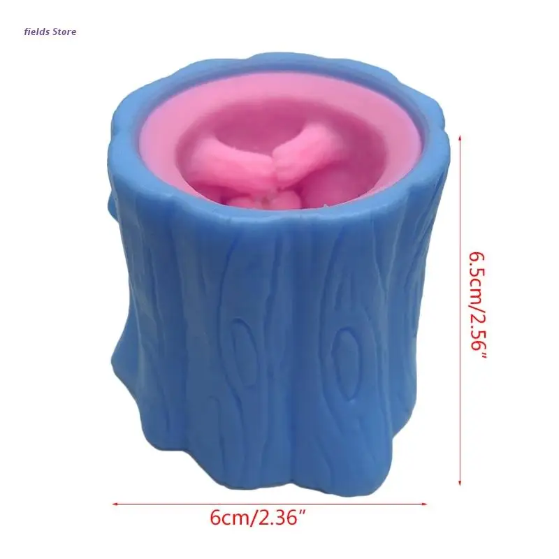 

Squeeze Squirrel Fidget Educational Pen Container Novelty Prank Trick Toy with Slow Bounce Anti-Anxiety Toy Tree Stump