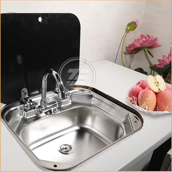 Раковина ручная Складная из нержавеющей стали с крышкой закаленного стекла |