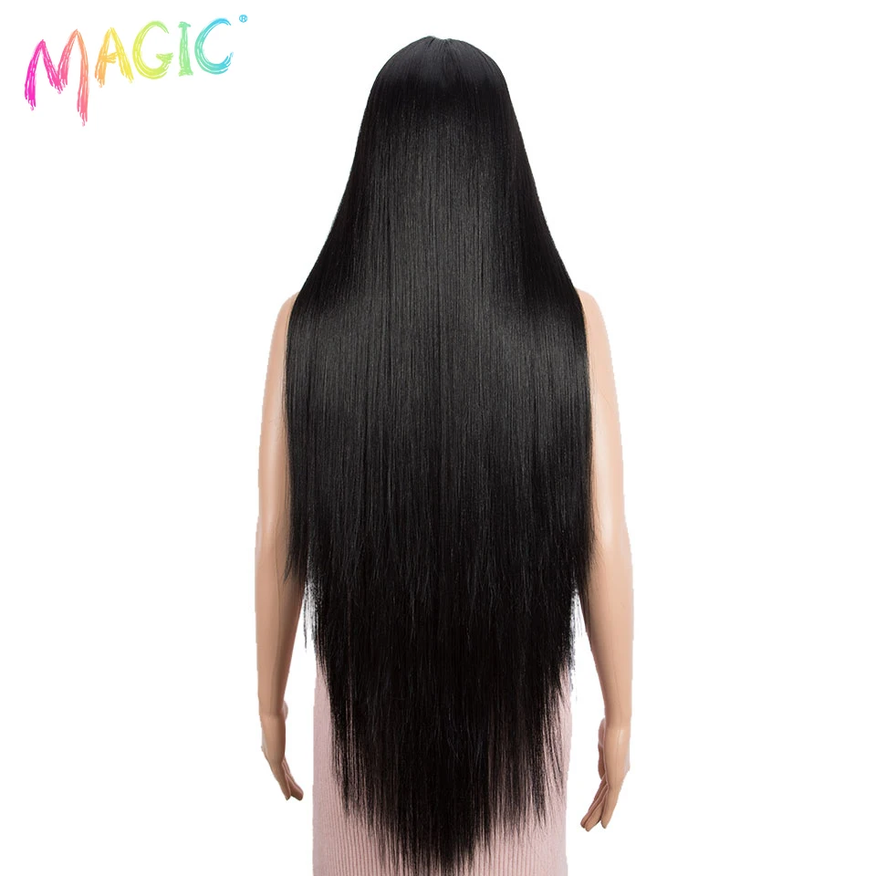 Волшебные синтетические кружевные парики прямые длинные волосы для чернокожих