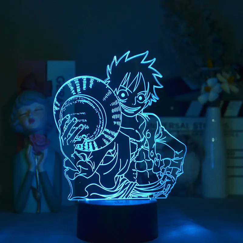 

3D Anime One Piece Monkey D. Luffy Night Light Kids Room Decoration Teenager Bedroom USB Table Lamp Birthday Gift For Boyfriend