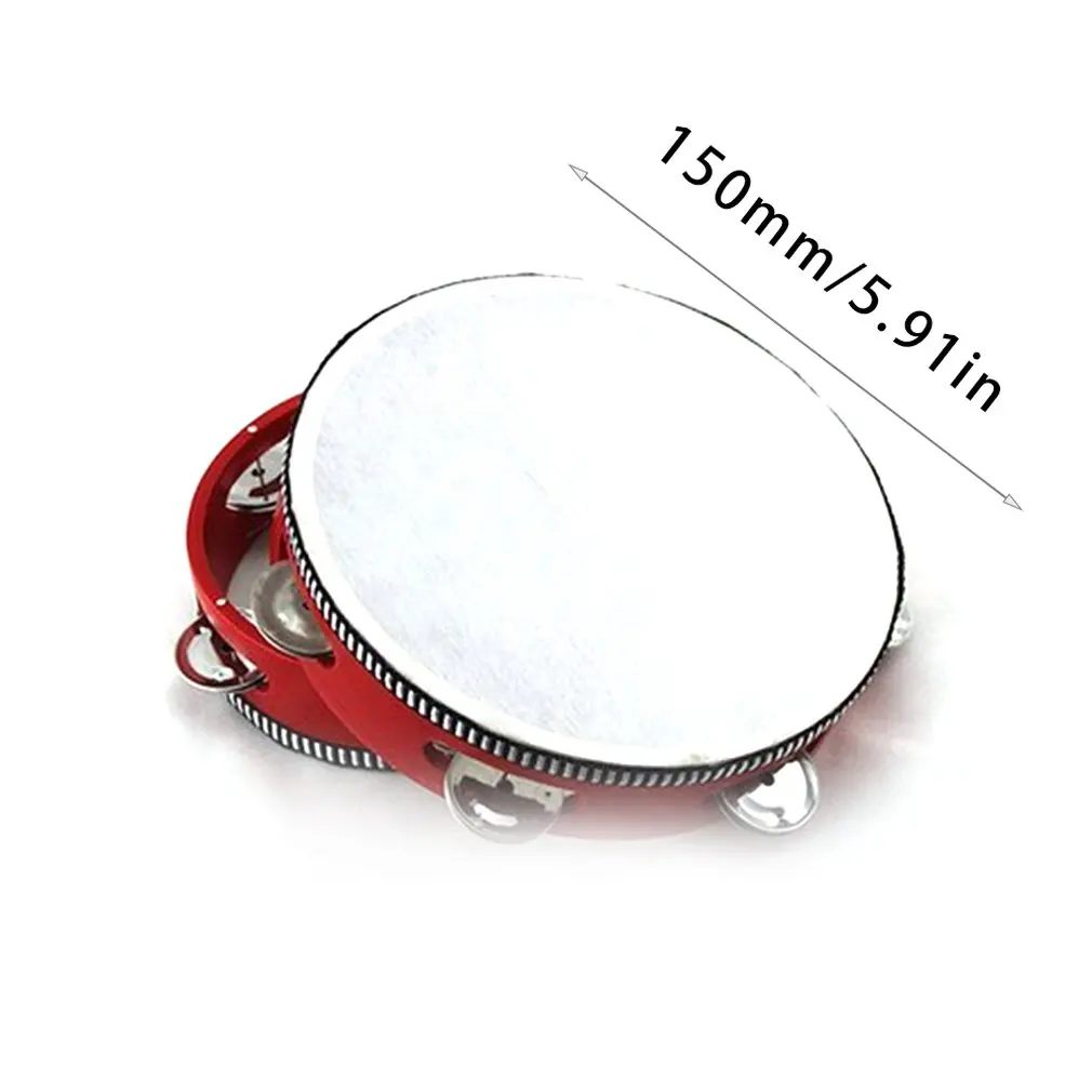 

6 Inch Tambourine Drum Children Musical Instruments Educational Toy Round Percussion Tambourine with Metal Jingles