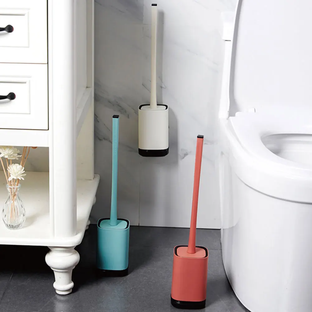 

Toilet Brush Set Silicone Toilet Bowl Brush Soft Bristles Wall Mount with Holder Hollow Base Deep Cleaning for Bathroom