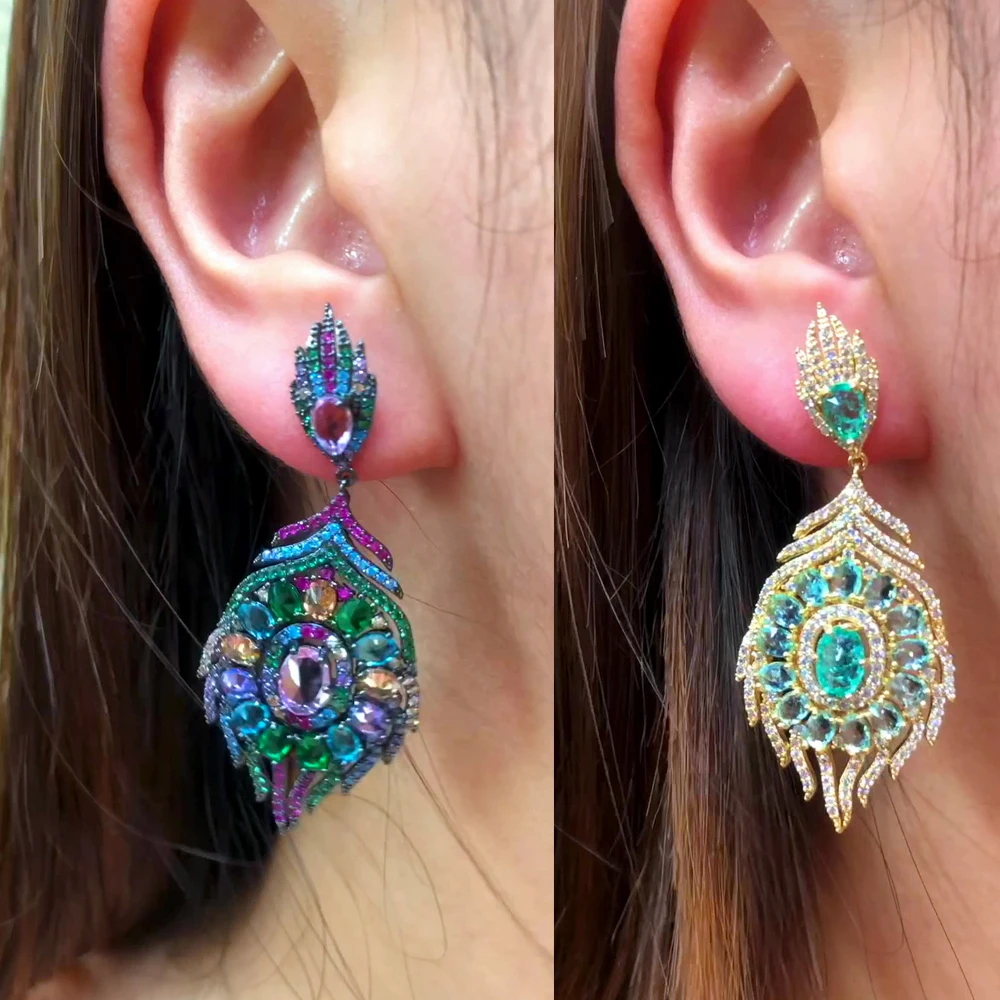 Модные новые разноцветные Волшебные бразильские висячие серьги в стиле ретро