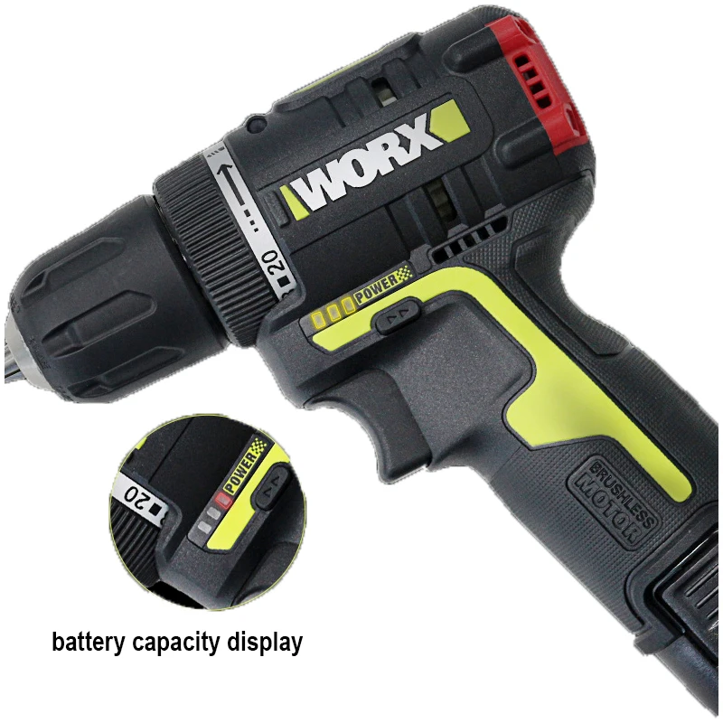 WORX WU130X Аккумуляторный шуруповерт-дрель с бесщеточным двигателем 12V аккумулятор 30Нм крутящего момента